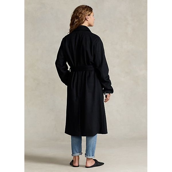 Polo Ralph Lauren Peak-Lapel Wool-Blend Wrap Coat - Yooto