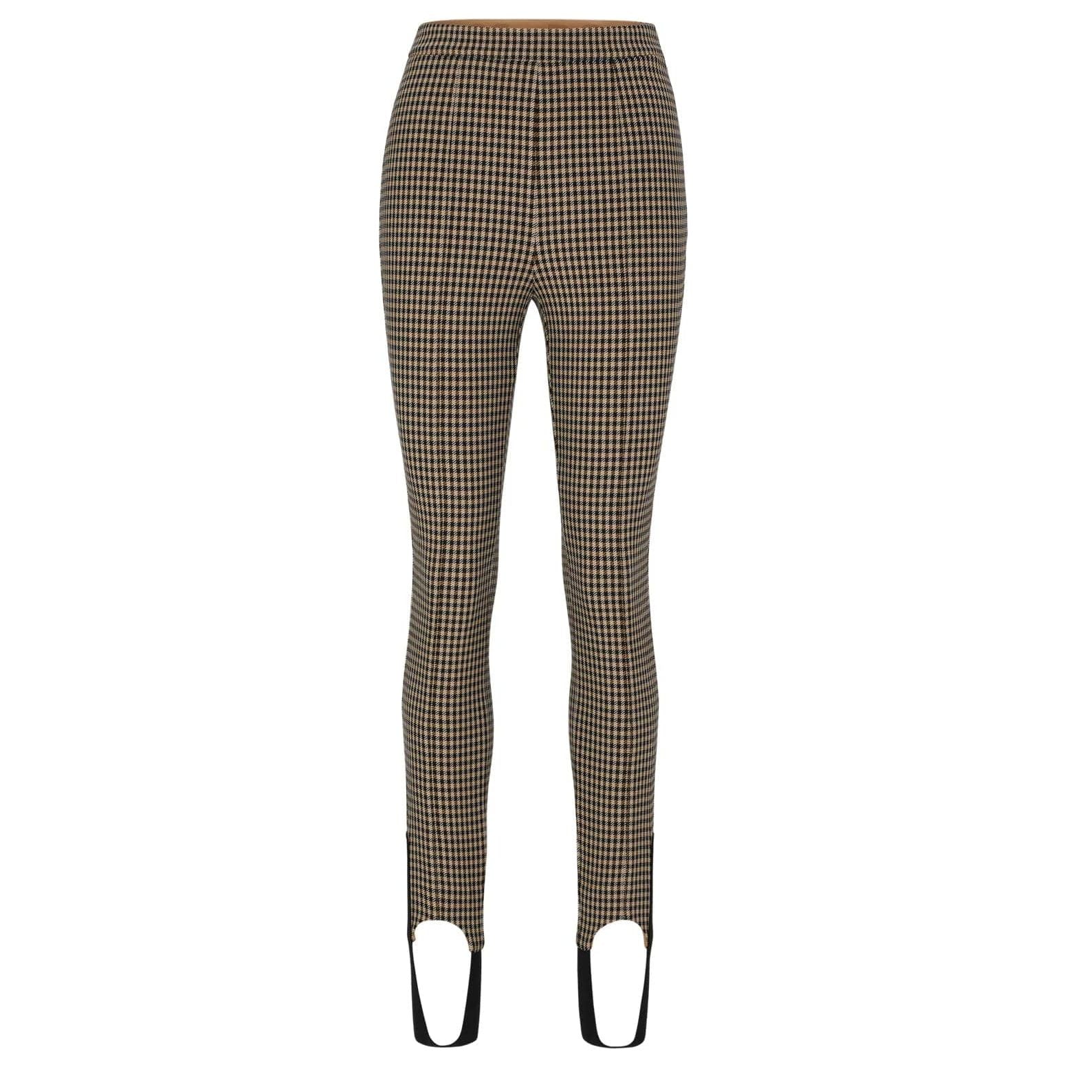 BOSS SLIM-FIT CHECKED TROUSERS WITH STIRRUP HEMS - Yooto
