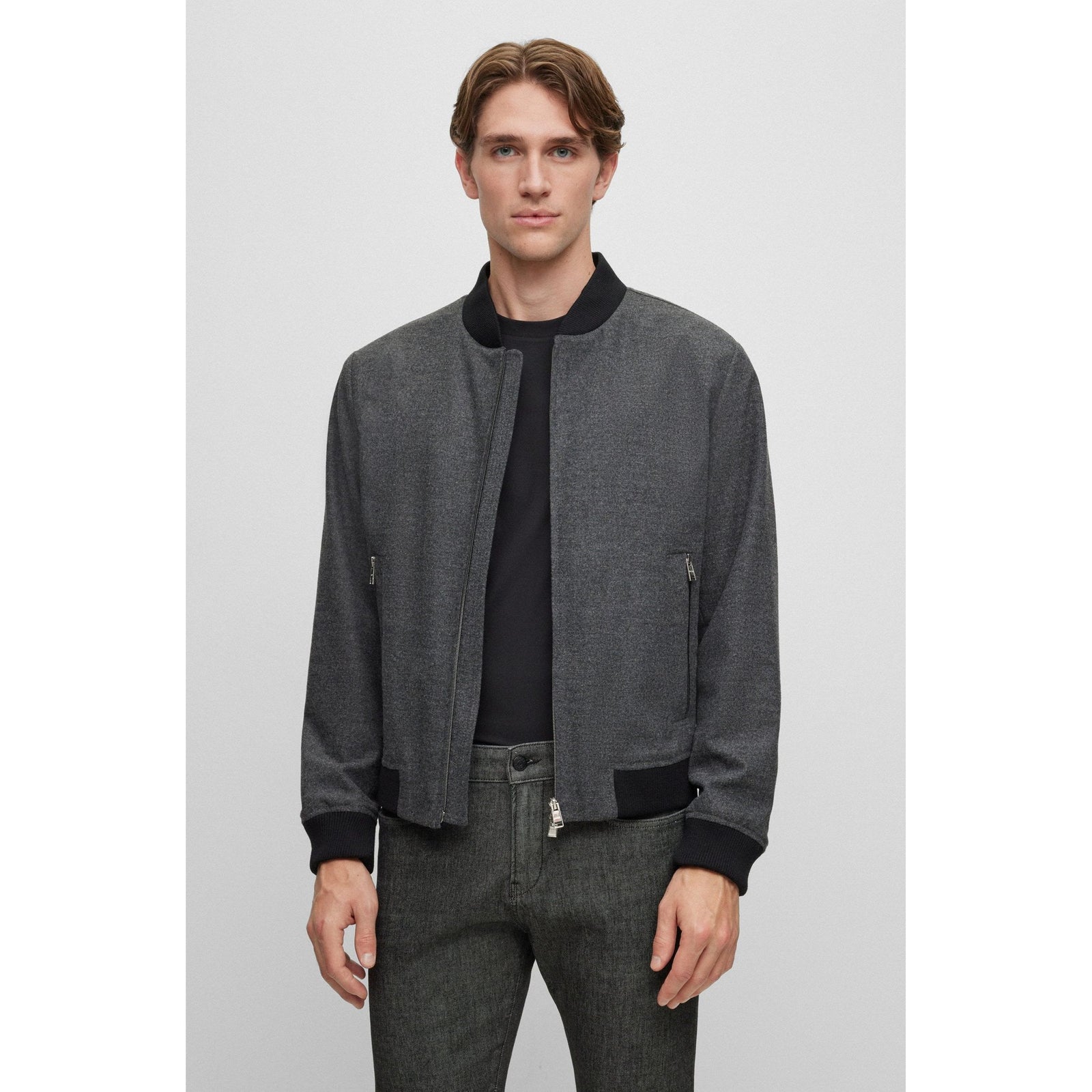 BOSS SLIM-FIT JACKET WITH TWO-WAY FRONT ZIP - Yooto