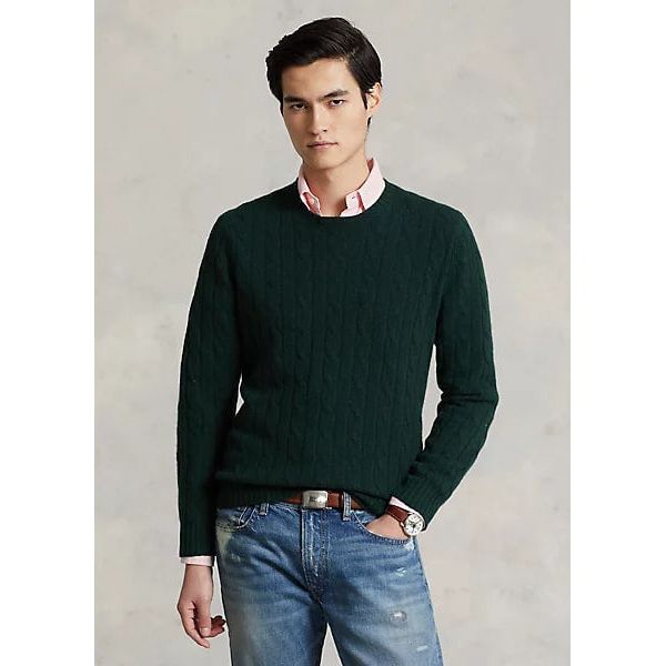 POLO RALPH LAUREN THE ICONIC CABLE-KNIT CASHMERE JUMPER - Yooto