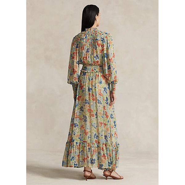 POLO RALPH LAUREN FLORAL CRINKLED GEORGETTE DRESS - Yooto