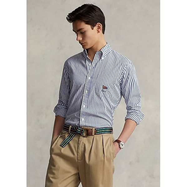 Polo Ralph Lauren Custom-Fit striped poplin shirt - Yooto