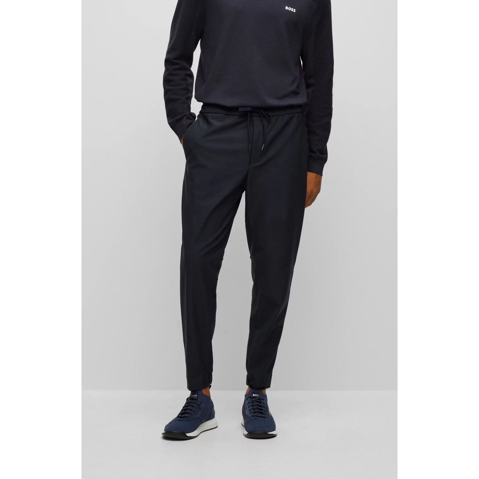 BOSS TAPERED-FIT TROUSERS IN WATERPROOF SOFTSHELL MATERIAL - Yooto