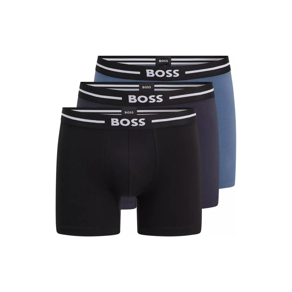 BOSS THREE-PACK OF STRETCH-COTTON BOXER BRIEFS WITH LOGO WAISTBANDS - Yooto