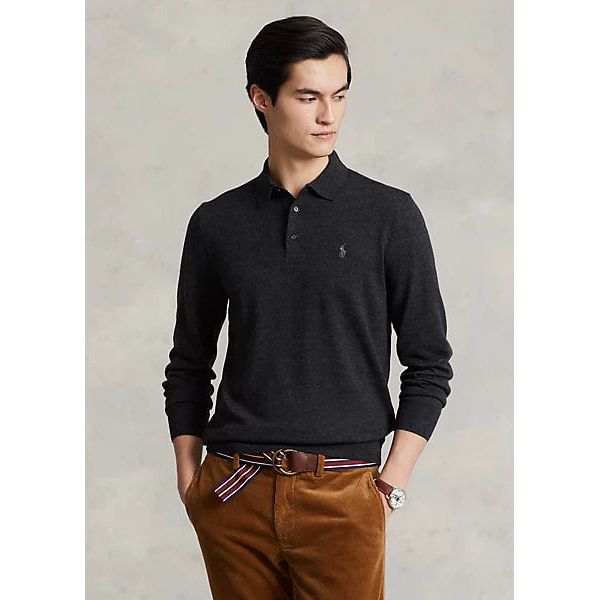 POLO RALPH LAUREN WASHABLE WOOL POLO-COLLAR JUMPER - Yooto