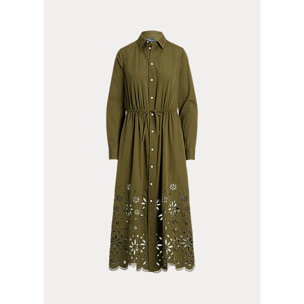 POLO RALPH LAUREN EYELET-EMBROIDERED COTTON SHIRTDRESS - Yooto