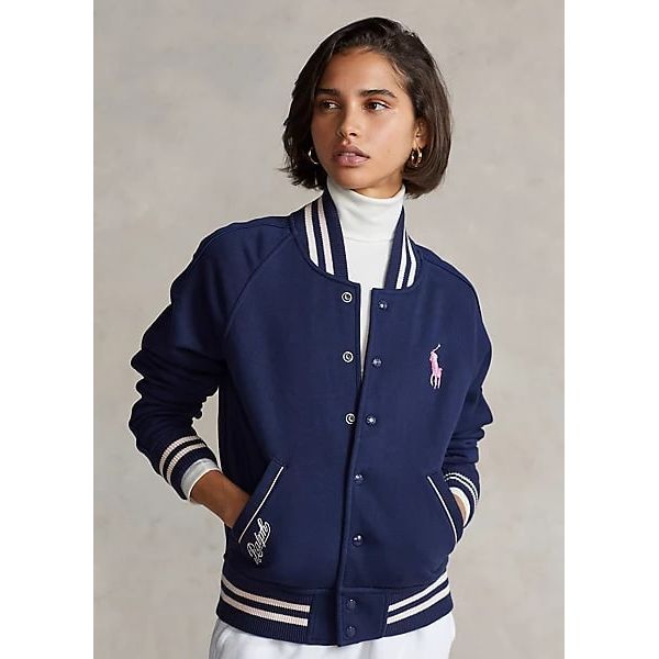 POLO RALPH LAUREN PINK PONY FLEECE BASEBALL JACKET - Yooto