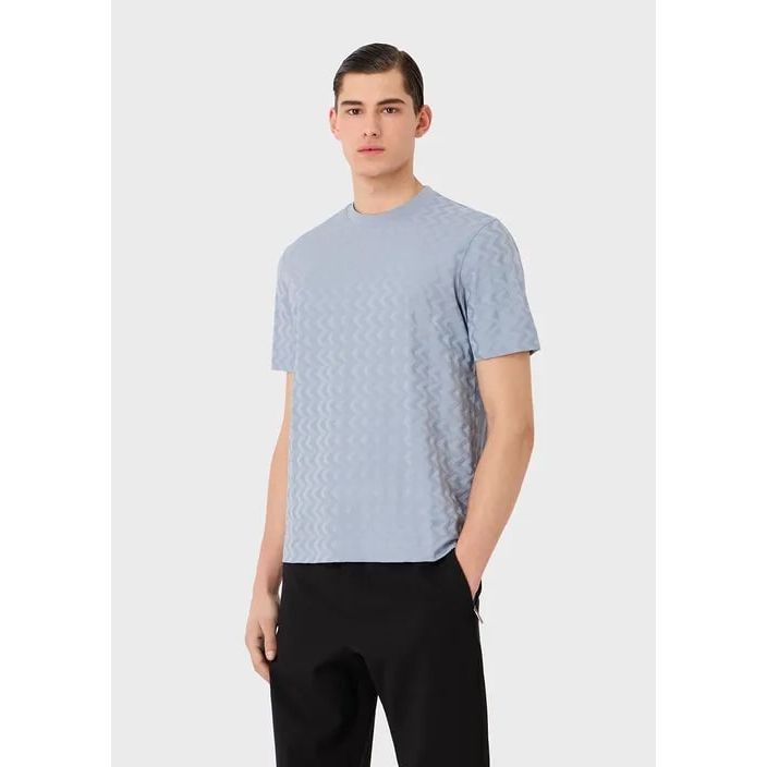 EMPORIO ARMANI JERSEY T-SHIRT WITH ALL-OVER JACQUARD MOTIF - Yooto