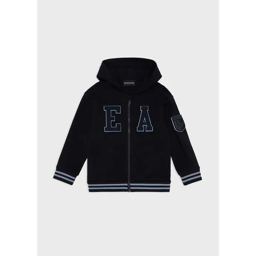 Load image into Gallery viewer, EMPORIO ARMANI KIDS HOODED ZIP-UP SWEATSHIRT WITH OVERSIZED EA PATCH - Yooto
