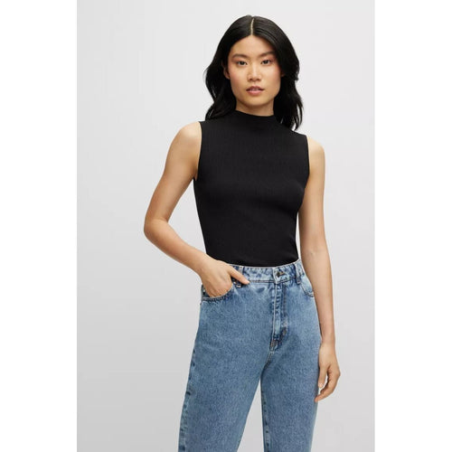 Load image into Gallery viewer, BOSS SLEEVELESS MOCK-NECK TOP WITH RIBBED STRUCTURE - Yooto
