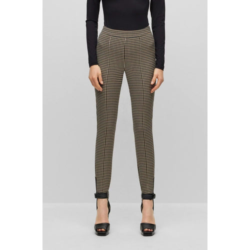 Load image into Gallery viewer, BOSS SLIM-FIT CHECKED TROUSERS WITH STIRRUP HEMS - Yooto
