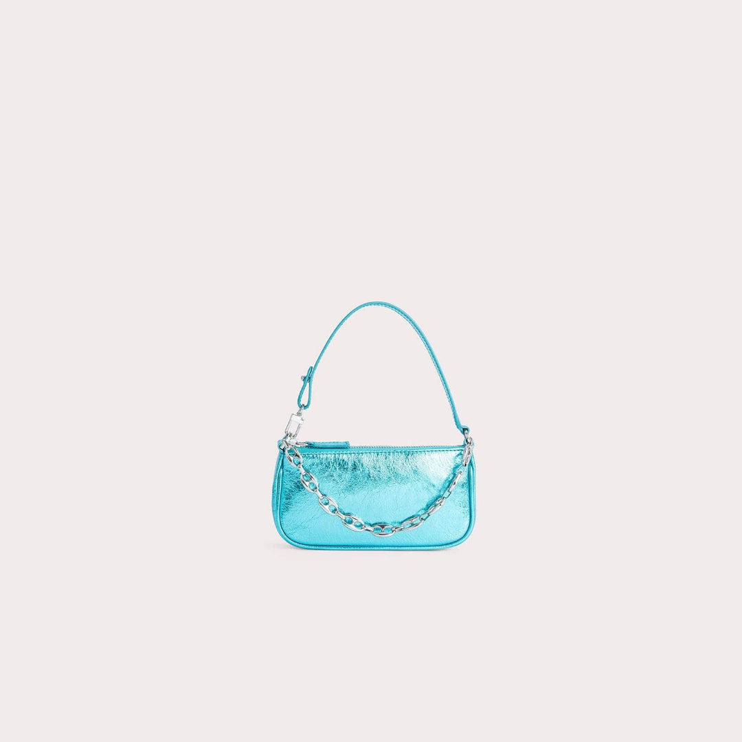 BY FAR MINI RACHEL AQUAMARINE METALLIC LEATHER