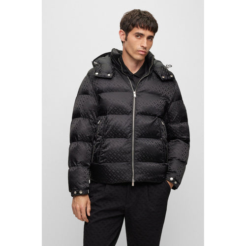 Load image into Gallery viewer, BOSS MONOGRAM-JACQUARD WATER-REPELLENT PADDED JACKET WITH HOOD - Yooto
