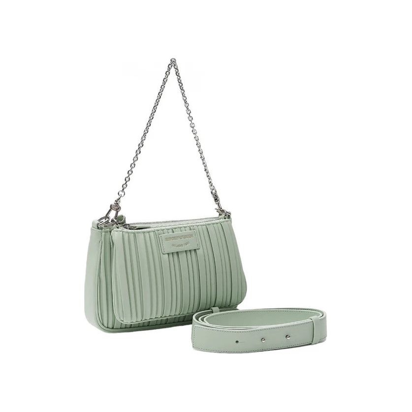 EMPORIO ARMANI ASV DOUBLE MINI SHOULDER BAG IN PLEATED, RECYCLED FAUX NAPPA LEATHER - Yooto