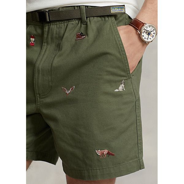 POLO RALPH LAUREN 6-INCH EMBROIDERED TWILL HIKING SHORT - Yooto