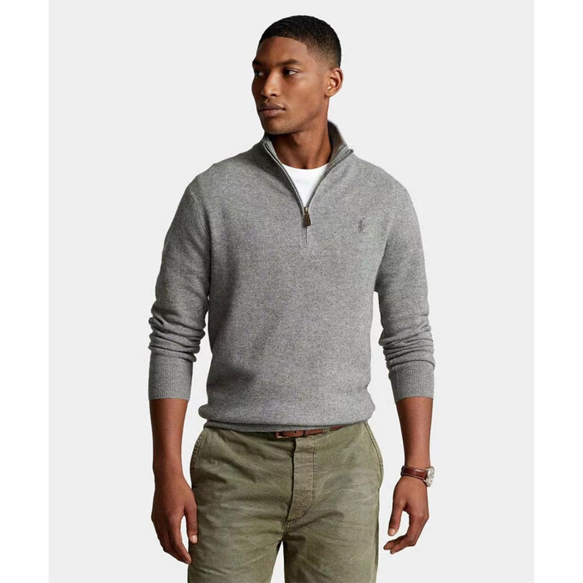 POLO RALPH LAUREN MESH-KNIT COTTON QUARTER-ZIP SWEATER - Yooto