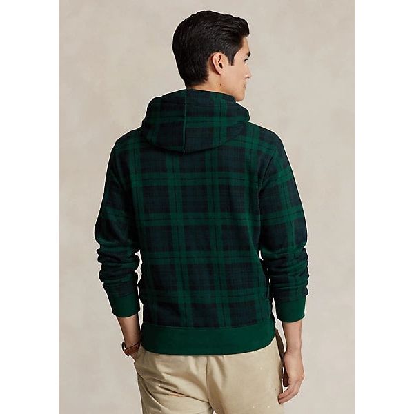 POLO RALPH LAUREN LEATHER-PONY PLAID FLEECE HOODIE - Yooto