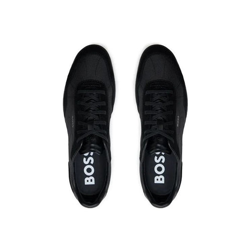 Load image into Gallery viewer, BOSS TEXTURED-FABRIC LACE-UP TRAINERS WITH SUEDE TRIMS - Yooto
