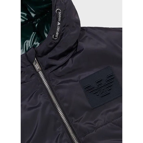 Load image into Gallery viewer, EMPORIO ARMANI KIDS REVERSIBLE HOODED DOWN JACKET WITH MATELASSÉ SIDE - Yooto
