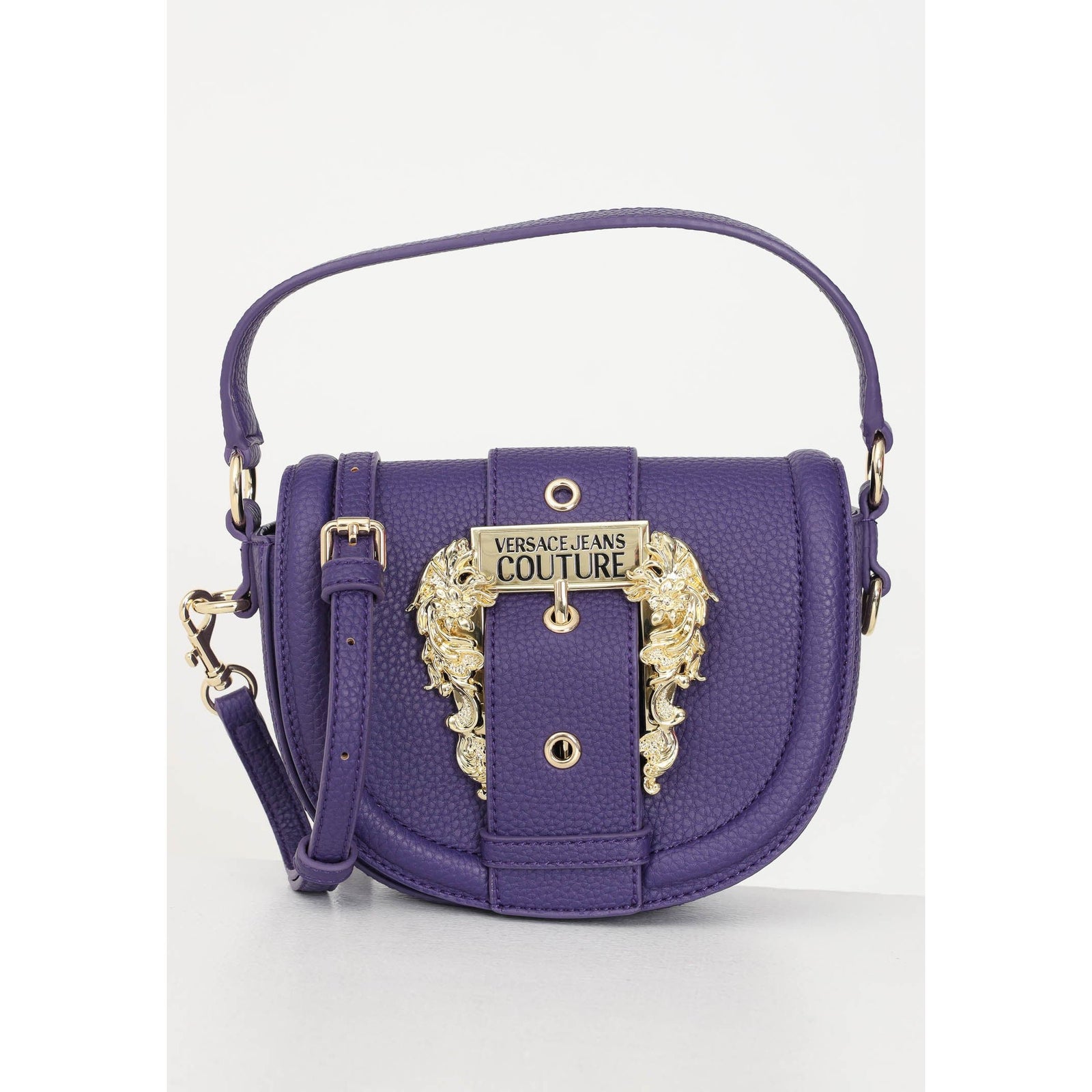 VERSACE JEANS COUTURE PURPLE TOTE BAG WITH BAROQUE BUCKLE - Yooto