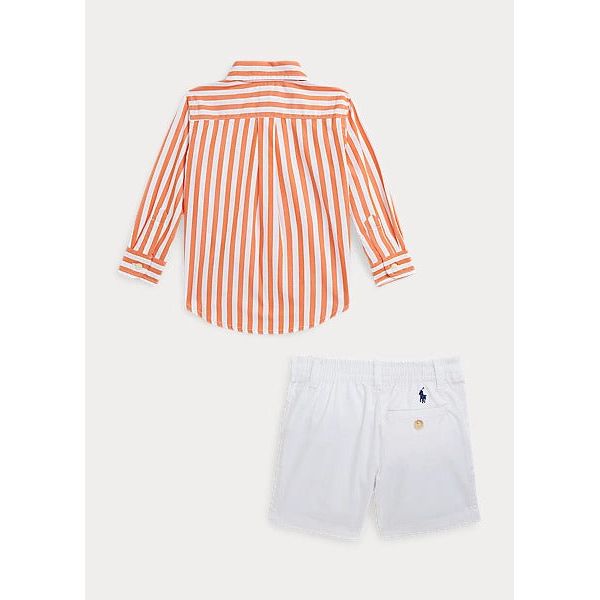 POLO RALPH LAUREN STRIPED COTTON SHIRT & CHINO SHORT SET - Yooto