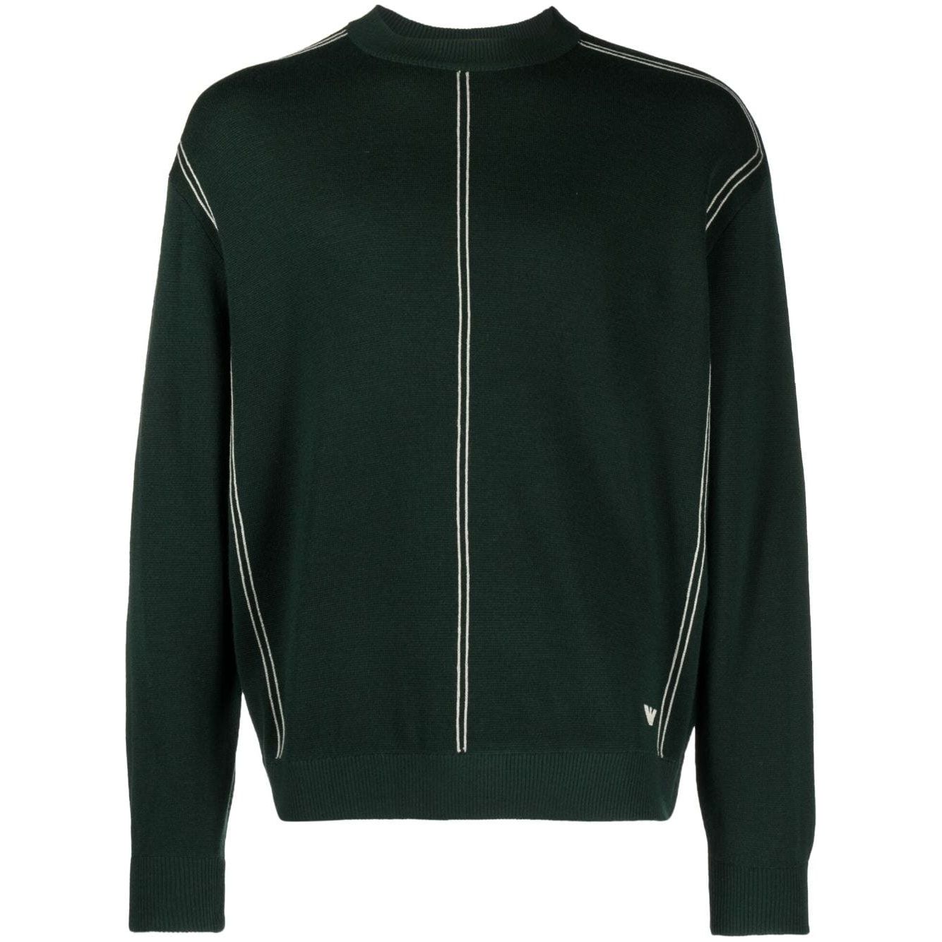 EMPORIO ARMANI SWEATER IN FABRIC STITCH VIRGIN WOOL BLEND WITH CORD-EFFECT JACQUARD STRIPES - Yooto
