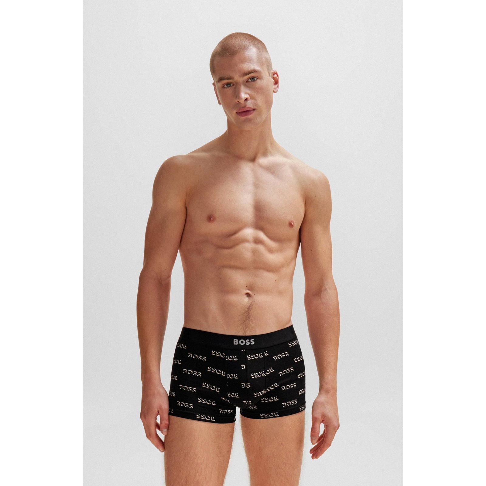 BOSS STRETCH COTTON BOXER SHORTS WITH ELASTIC WAISTBAND WITH LOGO IN A PACK OF TWO - Yooto
