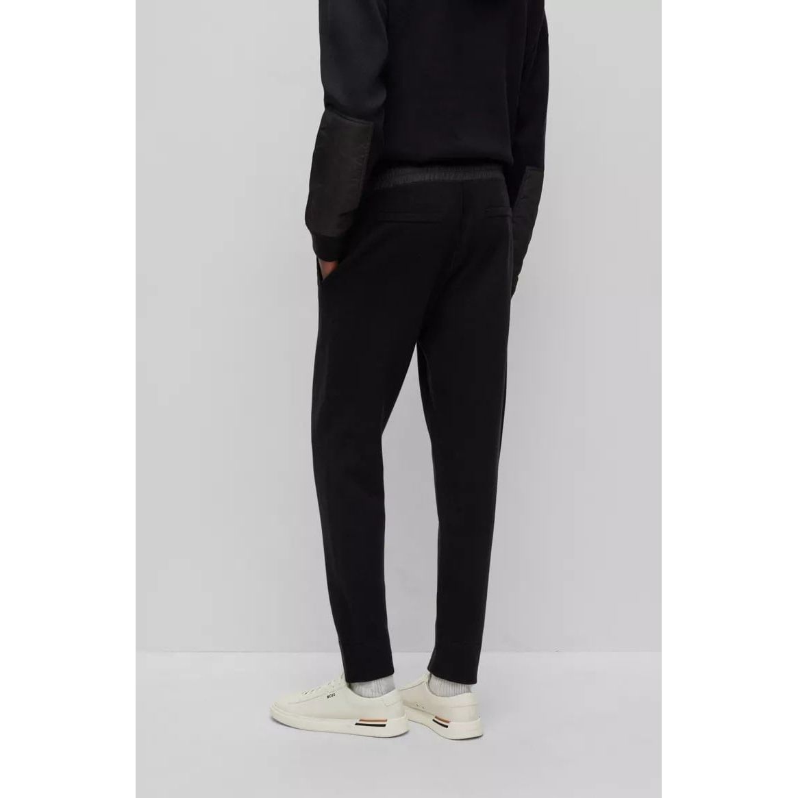 BOSS REGULAR-FIT TRACKSUIT BOTTOMS IN COTTON AND VIRGIN WOOL - Yooto