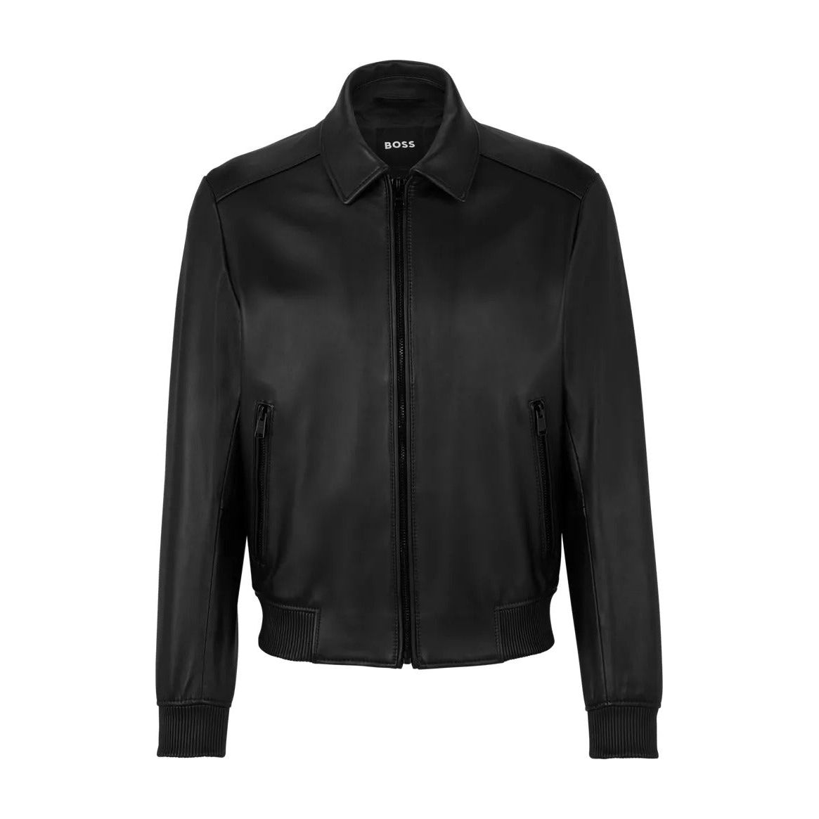 BOSS NAPPA-LEATHER BOMBER JACKET WITH WING COLLAR - Yooto