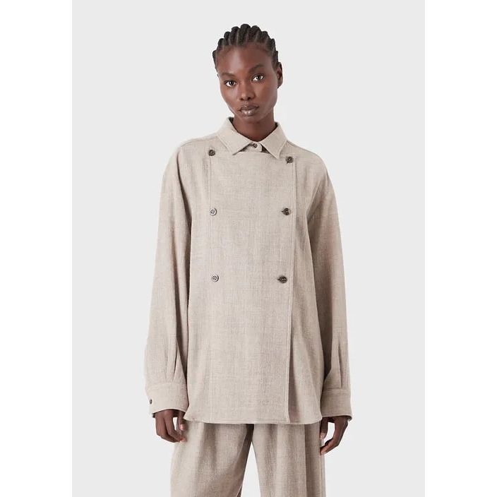 EMPORIO ARMANI CHALET CAPSULE COLLECTION WASHED WOOL OVERSIZED SHIRT - Yooto