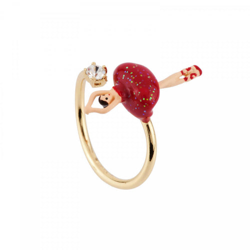 Load image into Gallery viewer, ADJUSTABLE RING WITH MINI BALLERINA IN A RED TUTU - Yooto
