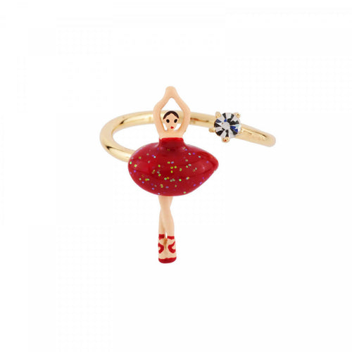 Load image into Gallery viewer, ADJUSTABLE RING WITH MINI BALLERINA IN A RED TUTU - Yooto
