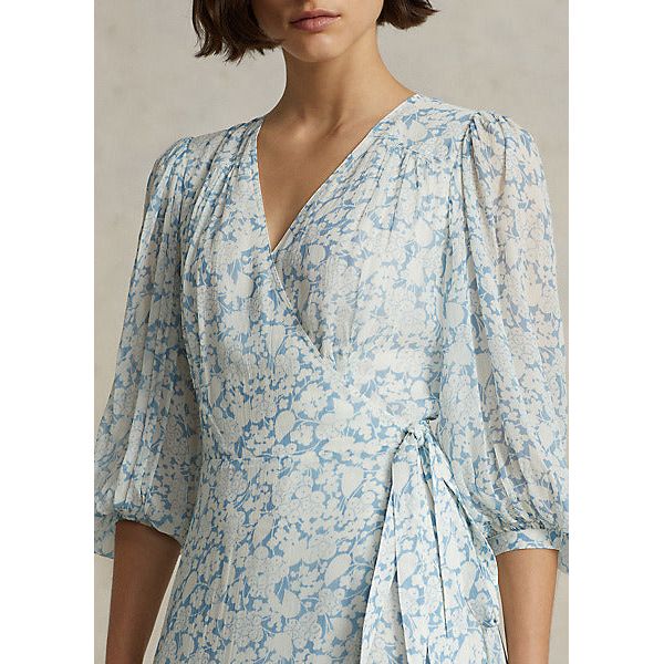 POLO RALPH LAUREN FLORAL CRINKLE GEORGETTE WRAP DRESS - Yooto