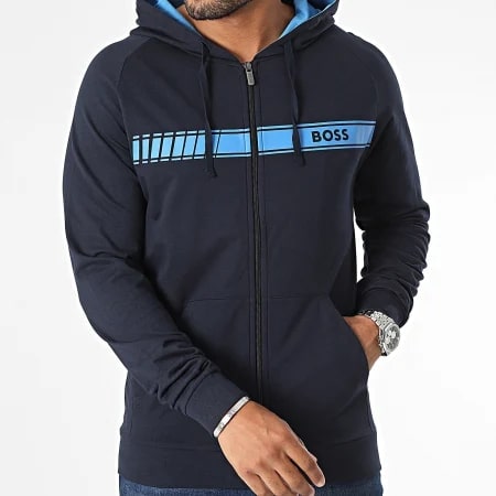 Load image into Gallery viewer, BOSS ORGANIC-COTTON ZIP-UP HOODIE WITH STRIPE AND LOGO - Yooto
