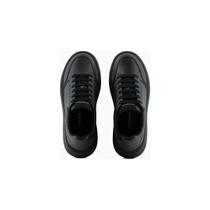 EMPORIO ARMANI LEATHER SNEAKERS WITH SIDE LOGO - Yooto