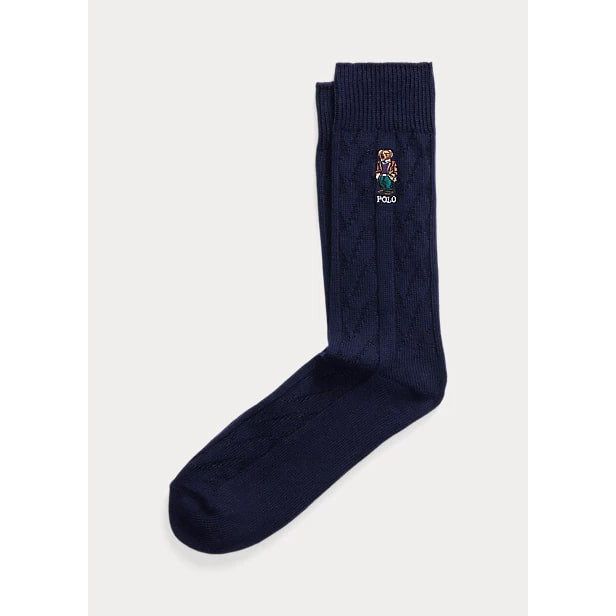 POLO RALPH LAUREN POLO BEAR CABLE-KNIT TROUSER SOCKS - Yooto