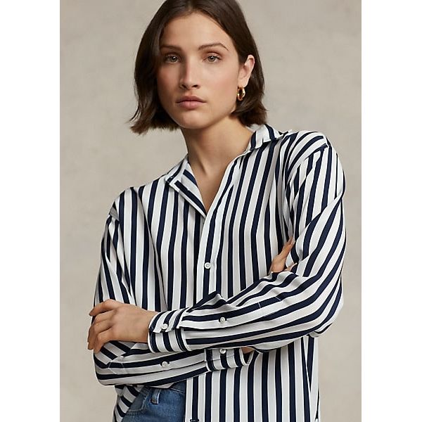 POLO RALPH LAUREN RELAXED FIT STRIPED SILK SHIRT - Yooto