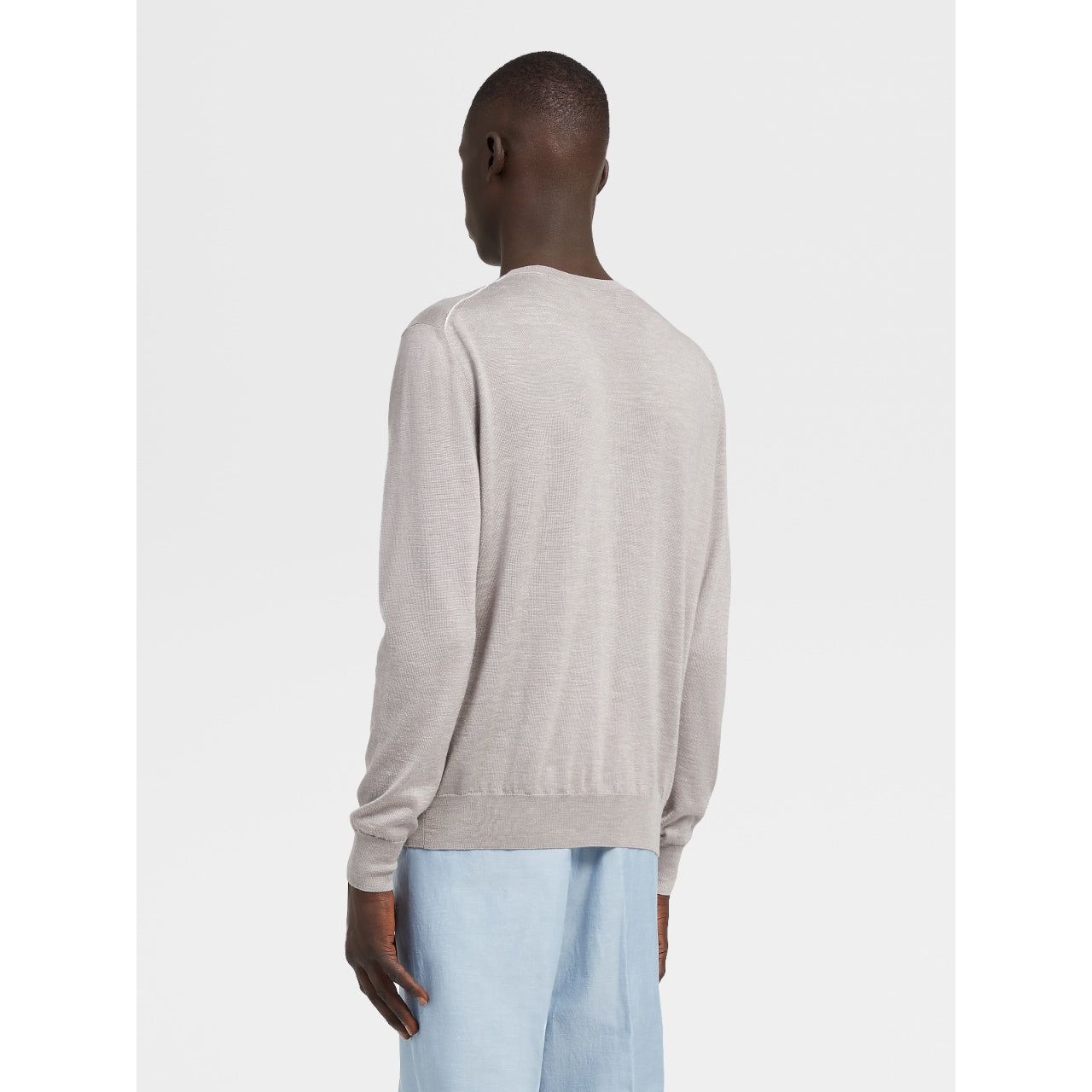 Brown Faded Silk Cashmere and Linen Knit Crewneck - Yooto
