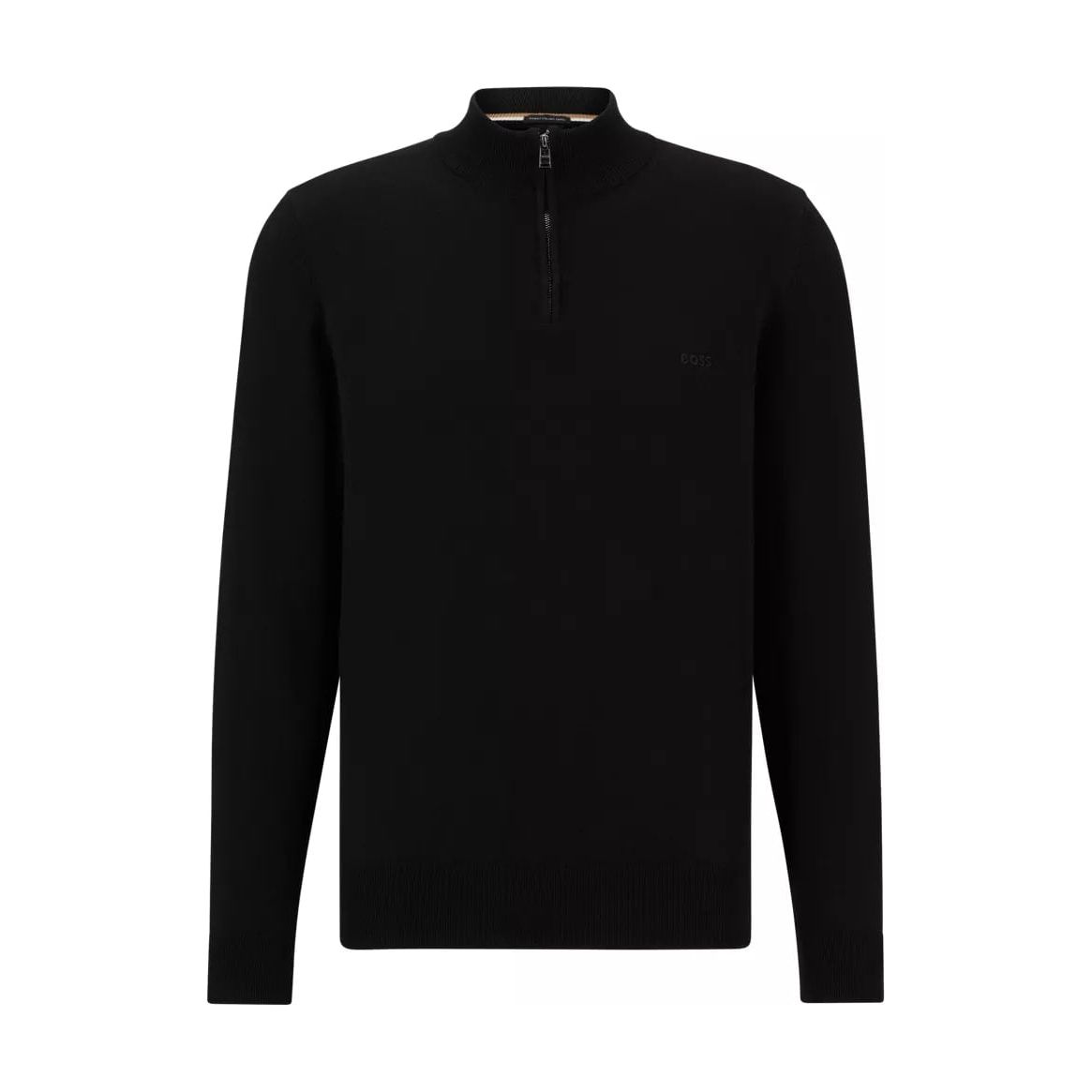 BOSS ORGANIC-COTTON ZIP-NECK SWEATER WITH EMBROIDERED LOGO - Yooto