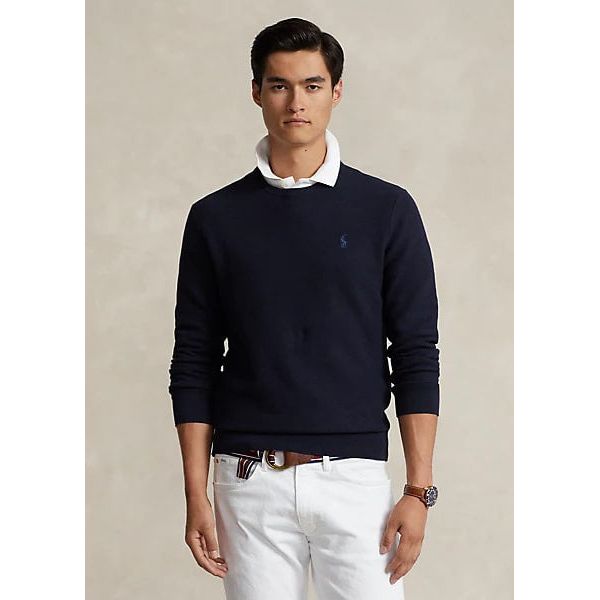 POLO RALPH LAUREN TEXTURED COTTON CREWNECK JUMPER - Yooto