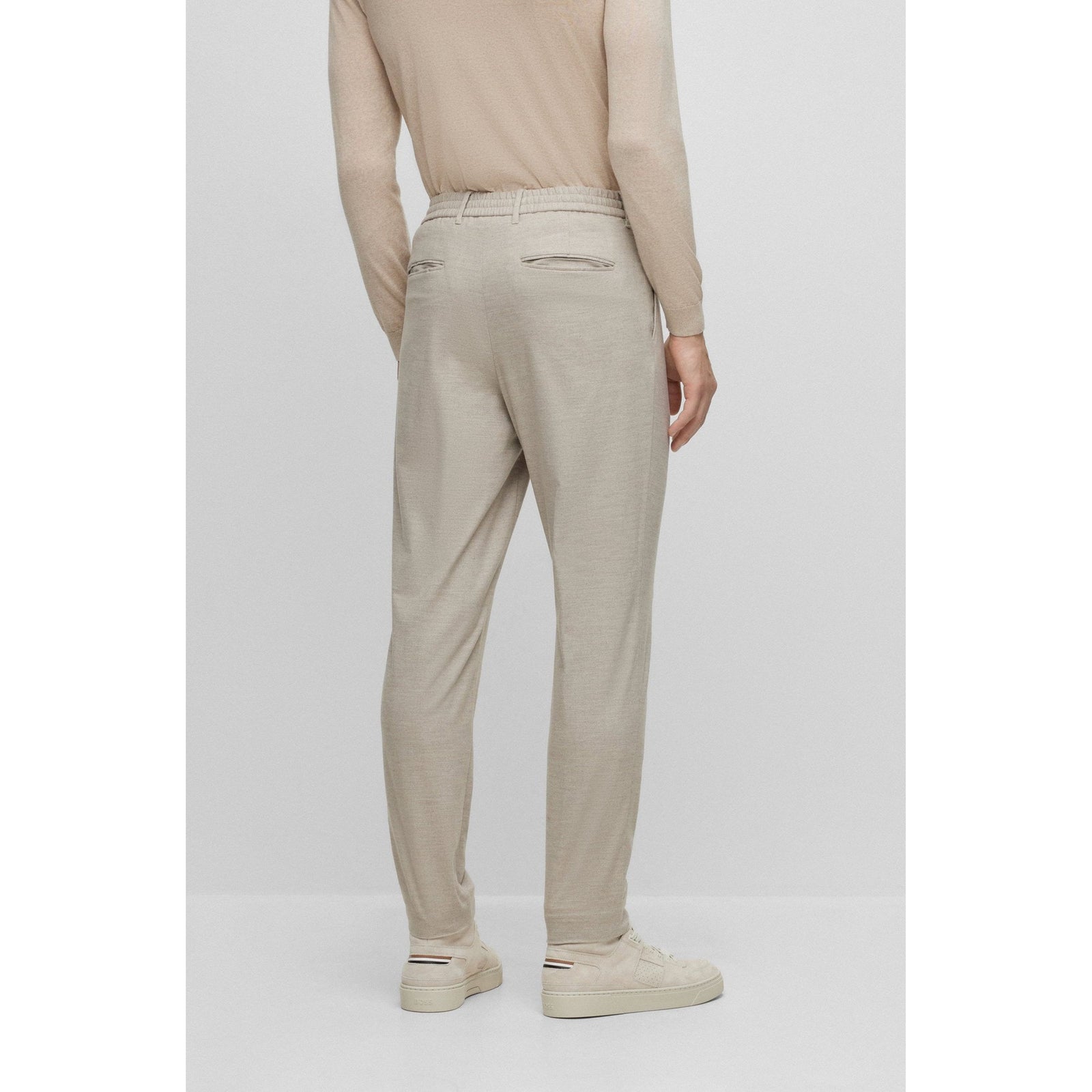 BOSS RELAXED-FIT TROUSERS IN STRETCH MATERIAL WITH DRAWCORD WAISTBAND - Yooto