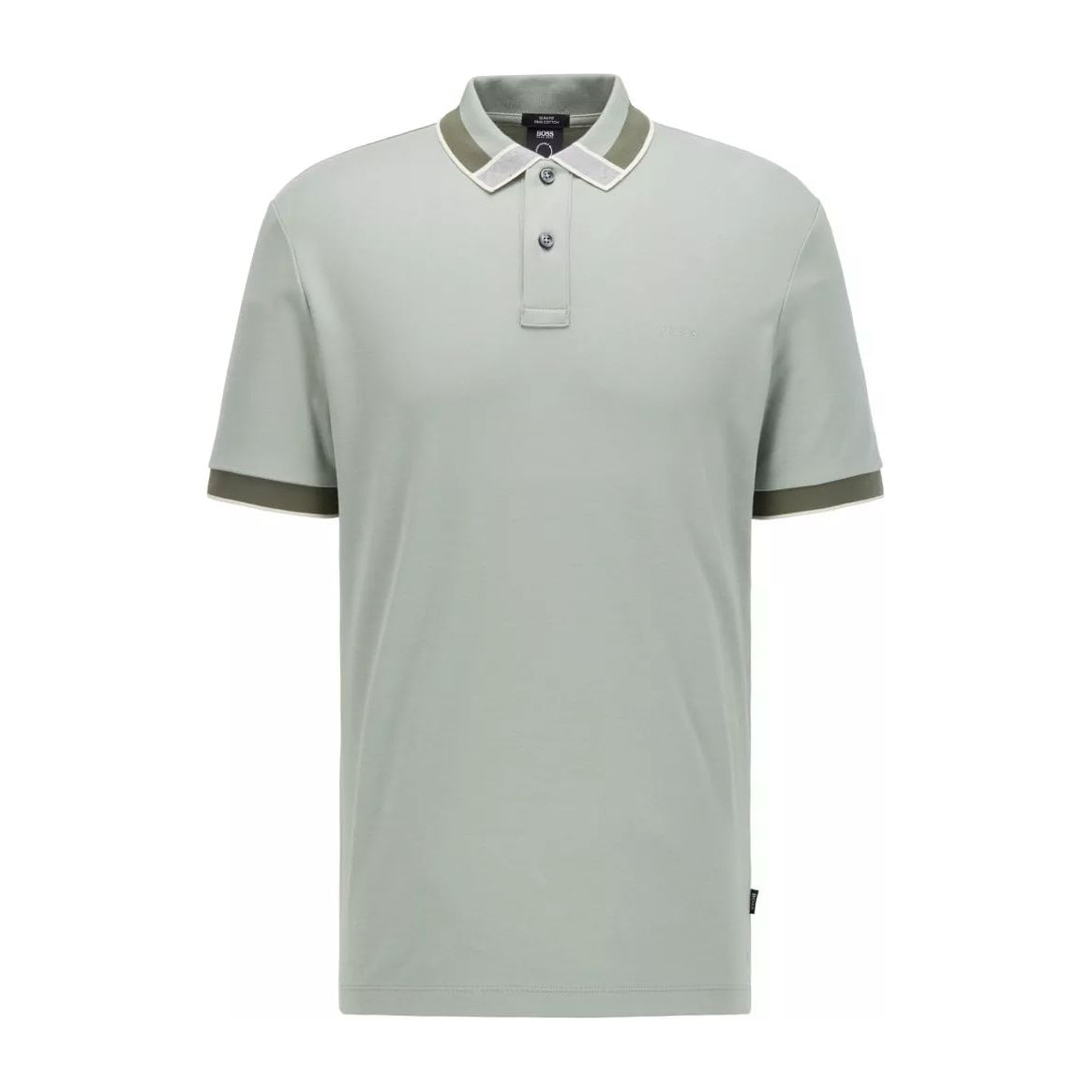 BOSS INTERLOCK-COTTON POLO SHIRT WITH COLOUR-BLOCKED COLLAR - Yooto