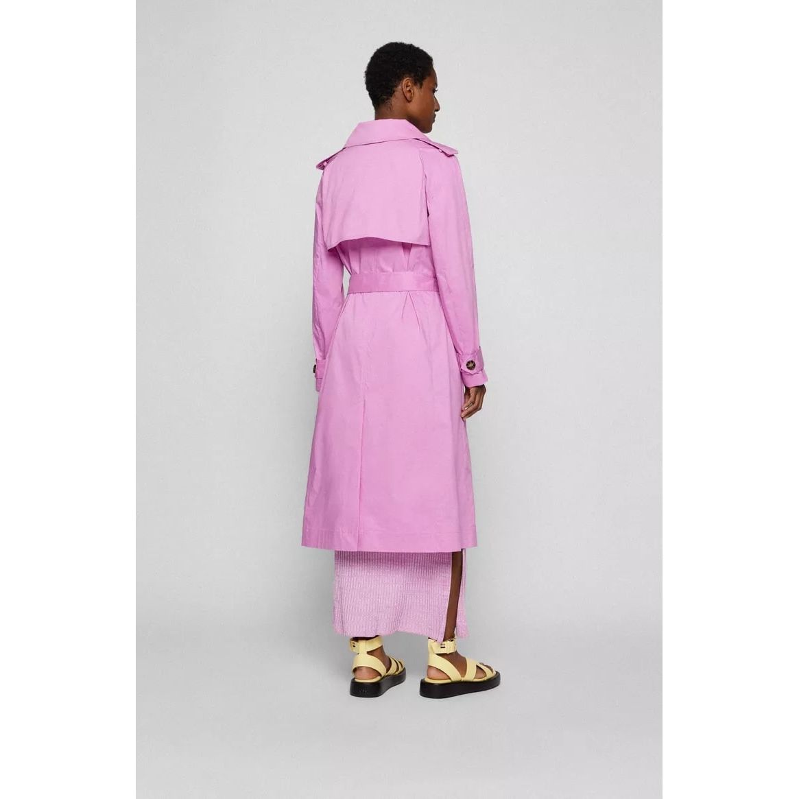 BOSS COTTON-BLEND TRENCH COAT WITH FABRIC BELT - Yooto