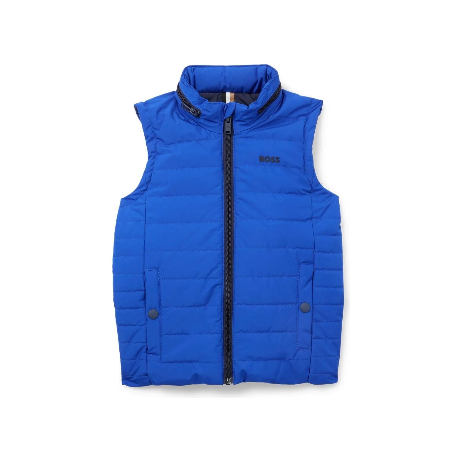 BOSS KIDS' GILET WITH PRINTED LOGO AND PACKABLE HOOD - Yooto