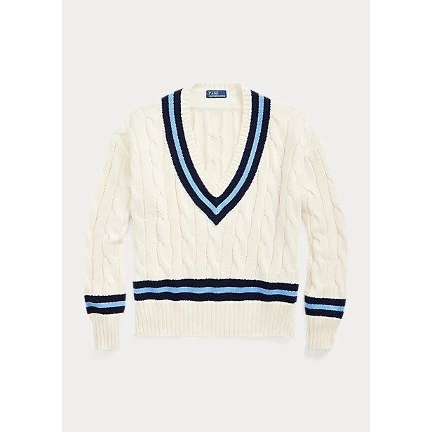 POLO RALPH LAUREN CABLE-KNIT COTTON CRICKET JUMPER - Yooto