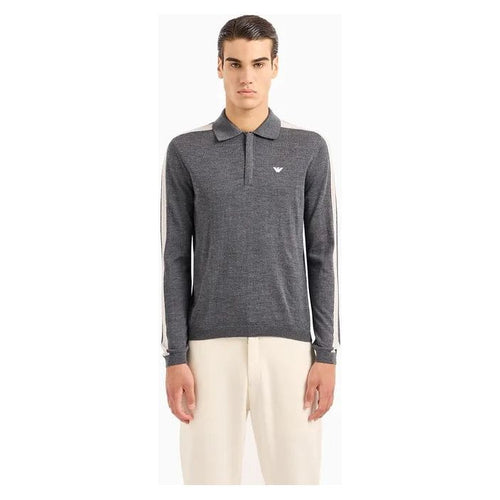 Load image into Gallery viewer, EMPORIO ARMANI VIRGIN WOOL POLO-SHIRT COLLAR JUMPER WITH INTARSIA STRIPES - Yooto
