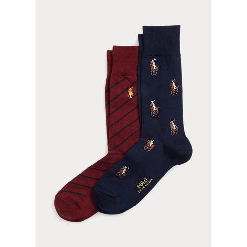 Load image into Gallery viewer, POLO RALPH LAUREN SIGNATURE PONY &amp; STRIPED SOCK 2-PACK - Yooto

