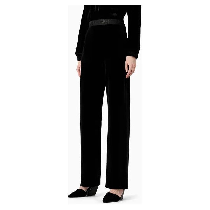 EMPORIO ARMANI CHENILLE PALAZZO TROUSERS WITH LOGO TAPE - Yooto