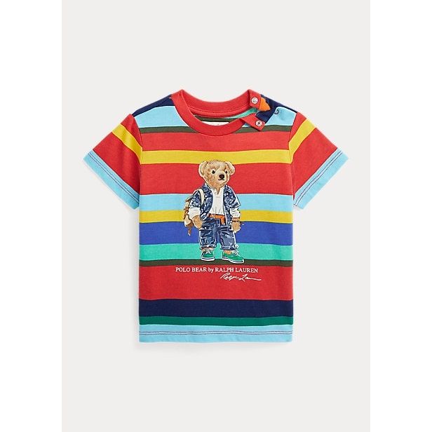 POLO RALPH LAUREN POLO BEAR STRIPED COTTON JERSEY TEE - Yooto