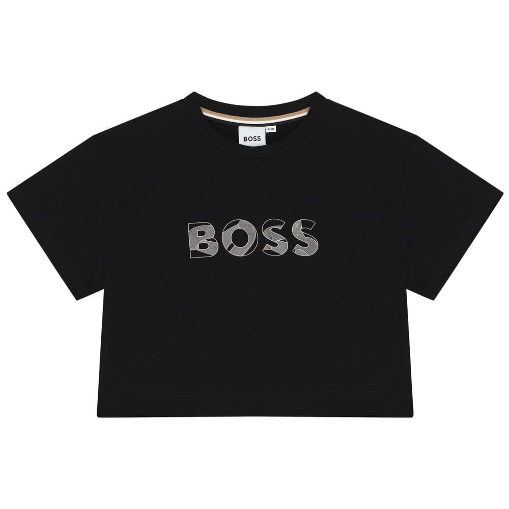 BOSS KIDS T-SHIRT IN STRETCH COTTON WITH METALLIC LOGO PRINT - Yooto